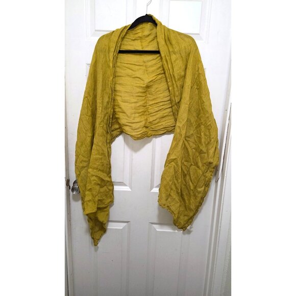 Not Perfect Linen Yellow muster Linen Cropped Scarf Size 25 x 66 - Picture 2 of 6